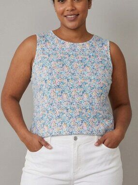Blue Floral Tank Top Croft & Barrow XXL